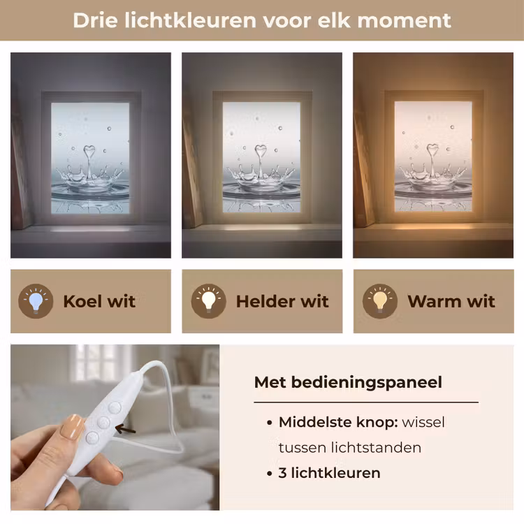 Abstract - Modern - Water - Hart Light Box met kabel (Tafellamp) klein -USP_lichtkleurNL