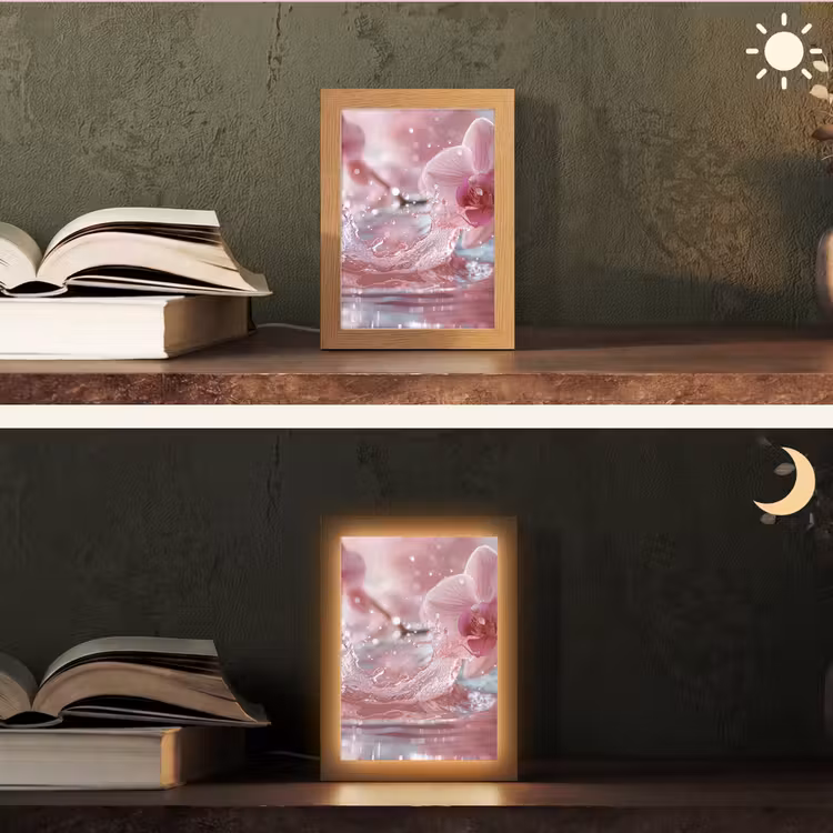 Abstract - Modern - Water - Orchidee Light Box met kabel (Tafellamp) klein -sfeer3