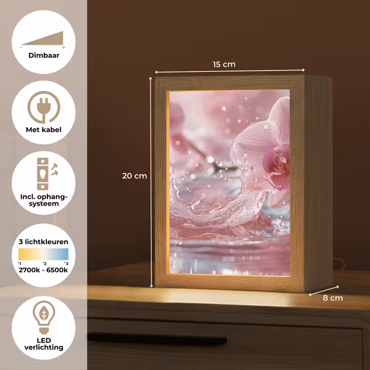 Abstract - Modern - Water - Orchidee Light Box met kabel (Tafellamp) klein -USP_NL