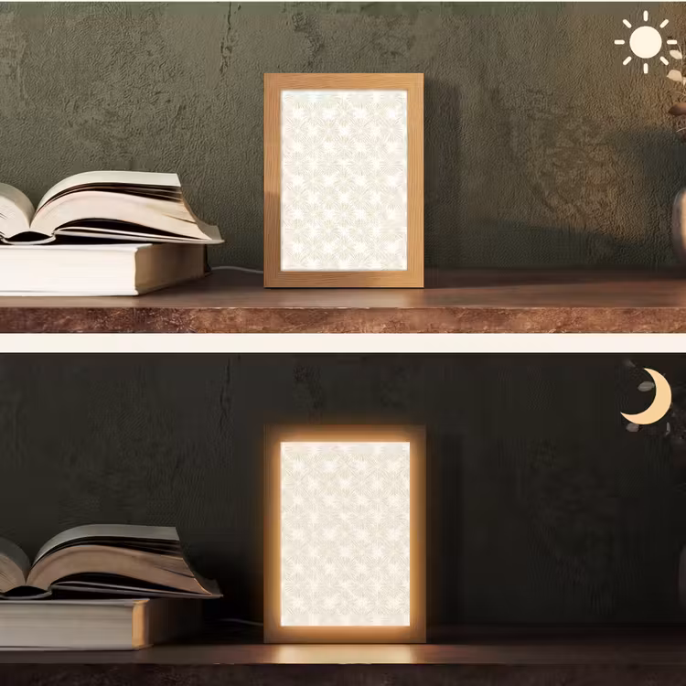 Abstract - Motief - Beige Light Box met kabel (Tafellamp) klein 925 -sfeer3