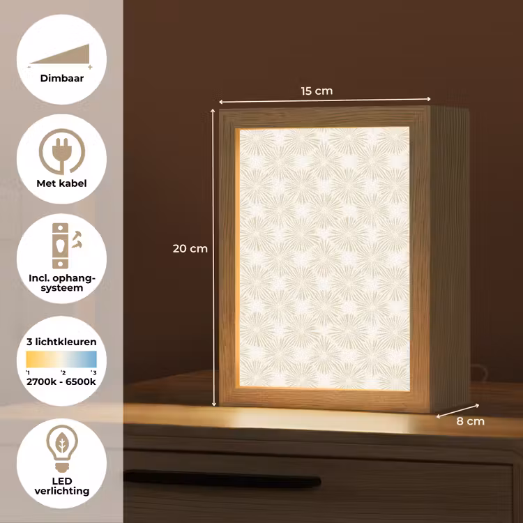 Abstract - Motief - Beige Light Box met kabel (Tafellamp) klein 925 -USP_NL