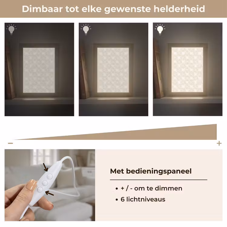 Abstract - Motief - Beige Light Box met kabel (Tafellamp) klein 925 -USP_dimbaarNL