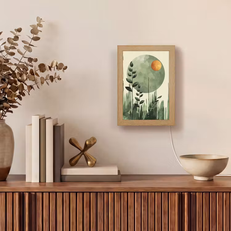 Abstract - Natuur - Kunst - Zon - Modern Light Box met kabel (Tafellamp) klein -sfeer2