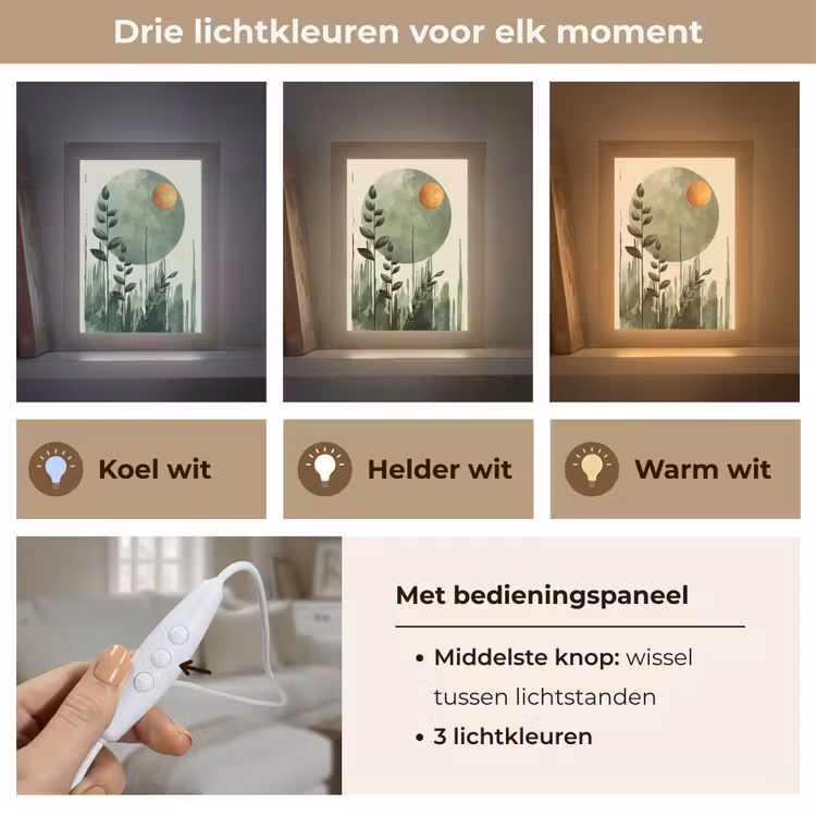 Abstract - Natuur - Kunst - Zon - Modern Light Box met kabel (Tafellamp) klein -USP_lichtkleurNL