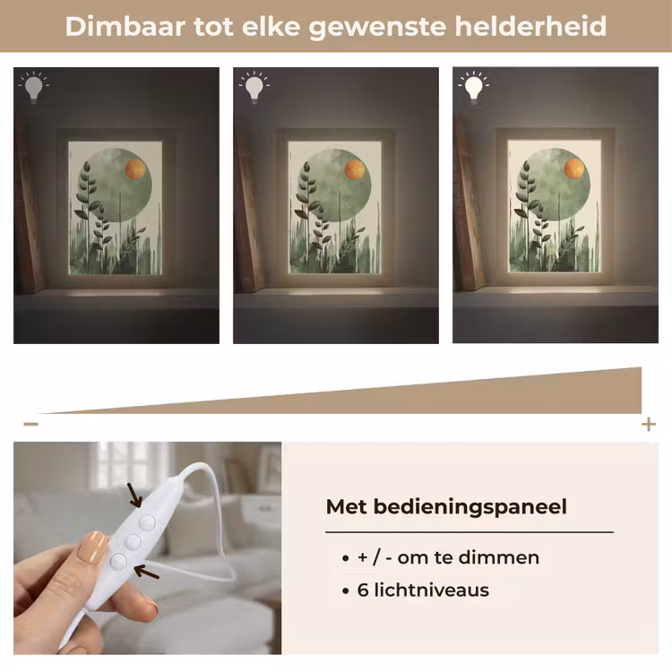 Abstract - Natuur - Kunst - Zon - Modern Light Box met kabel (Tafellamp) klein -USP_dimbaarNL
