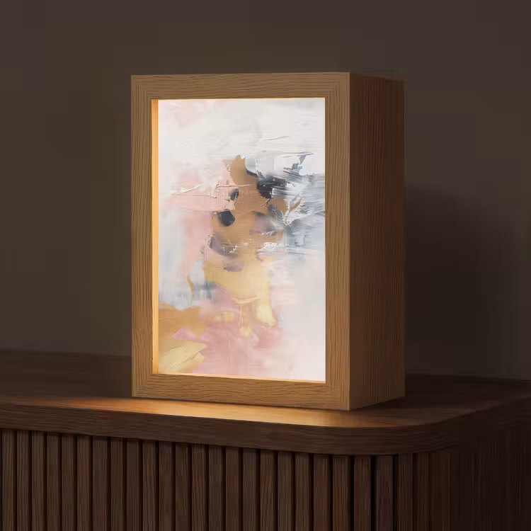 Abstract - Pastel kleuren - Goud - Modern - Aesthetic Light Box met kabel (Tafellamp) klein -z3d_website