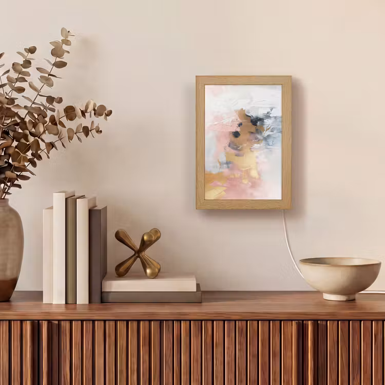 Abstract - Pastel kleuren - Goud - Modern - Aesthetic Light Box met kabel (Tafellamp) klein -sfeer2