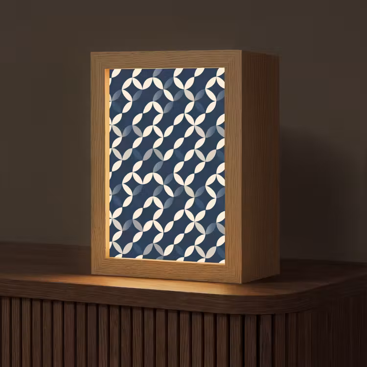Abstract - Patroon - Blauw Light Box met kabel (Tafellamp) klein 925 -z3d_website
