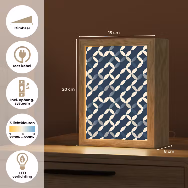 Abstract - Patroon - Blauw Light Box met kabel (Tafellamp) klein 925 -USP_NL