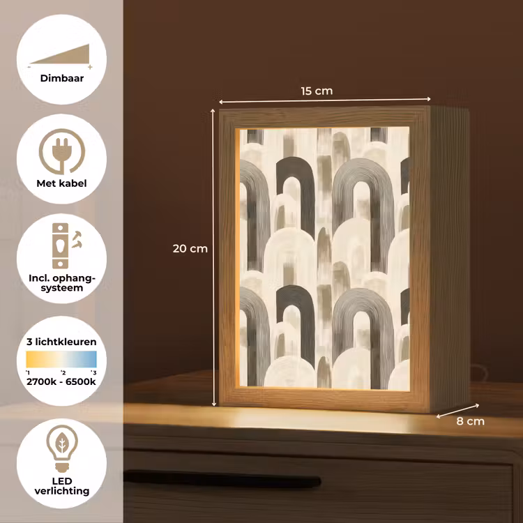 Abstract - Patroon - Bogen Light Box met kabel (Tafellamp) klein 925 -USP_NL