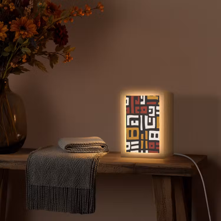 Abstract - Patroon - Rood Light Box met kabel (Tafellamp) klein -sfeer4