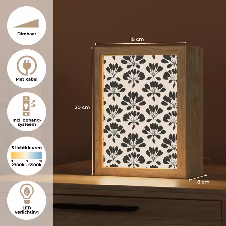 Abstract - Patroon - Zwart Light Box met kabel (Tafellamp) klein 925 -USP_NL