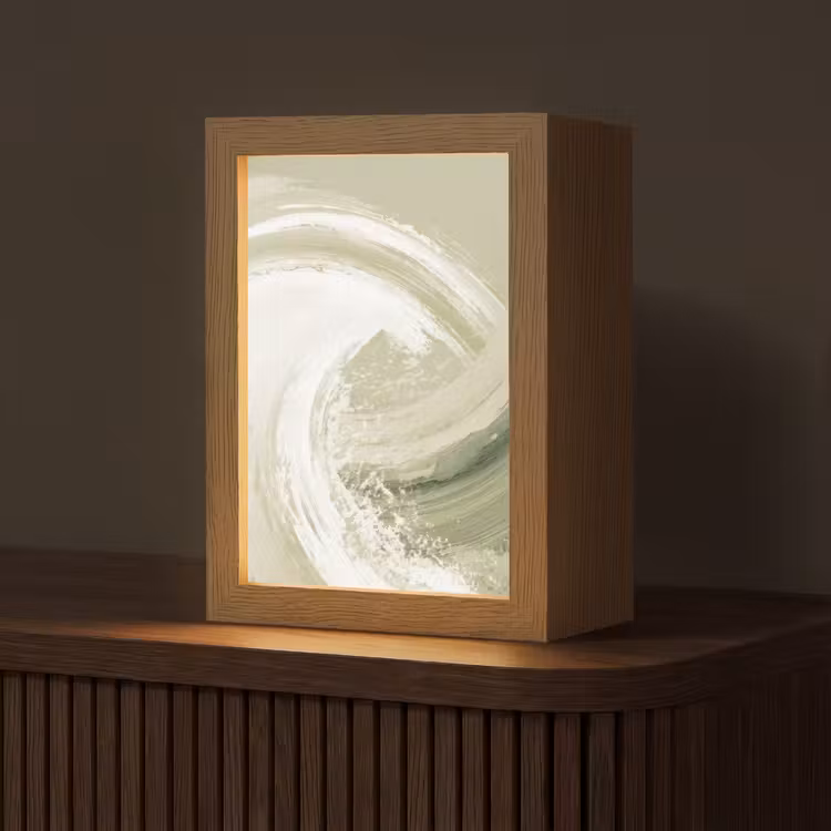 Abstract - Penseelstreken - Golven - Groen Light Box met kabel (Tafellamp) klein -z3d_website