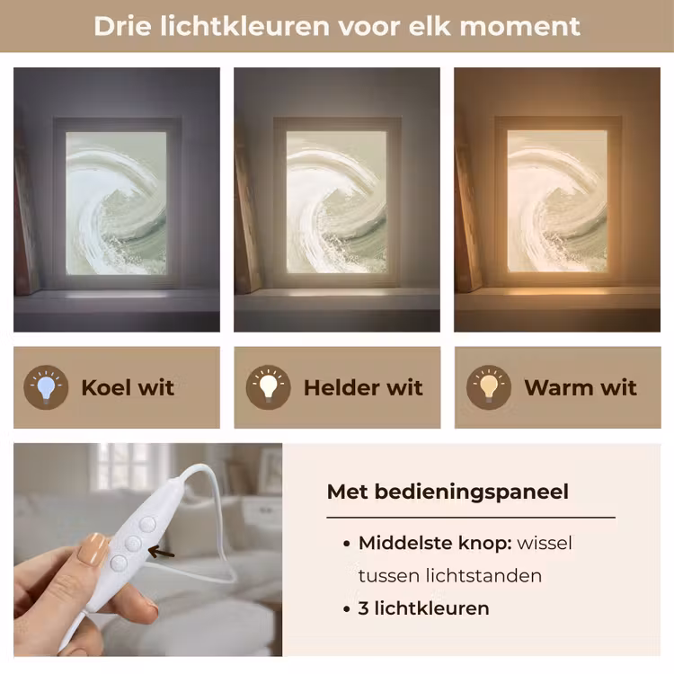 Abstract - Penseelstreken - Golven - Groen Light Box met kabel (Tafellamp) klein -USP_lichtkleurNL