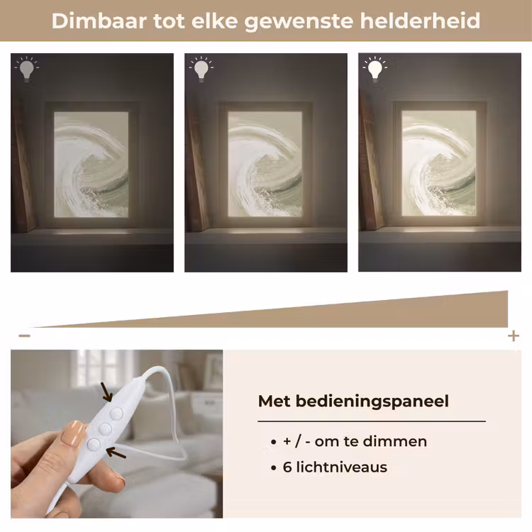 Abstract - Penseelstreken - Golven - Groen Light Box met kabel (Tafellamp) klein -USP_dimbaarNL