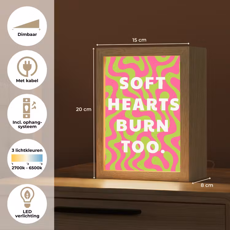Abstract - Quote - Centraal - Roze Light Box met kabel (Tafellamp) klein -USP_NL