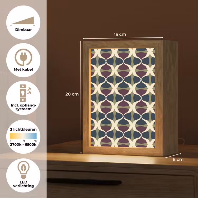 Abstract - Retro - Kleurrijk Light Box met kabel (Tafellamp) klein 925 -USP_NL