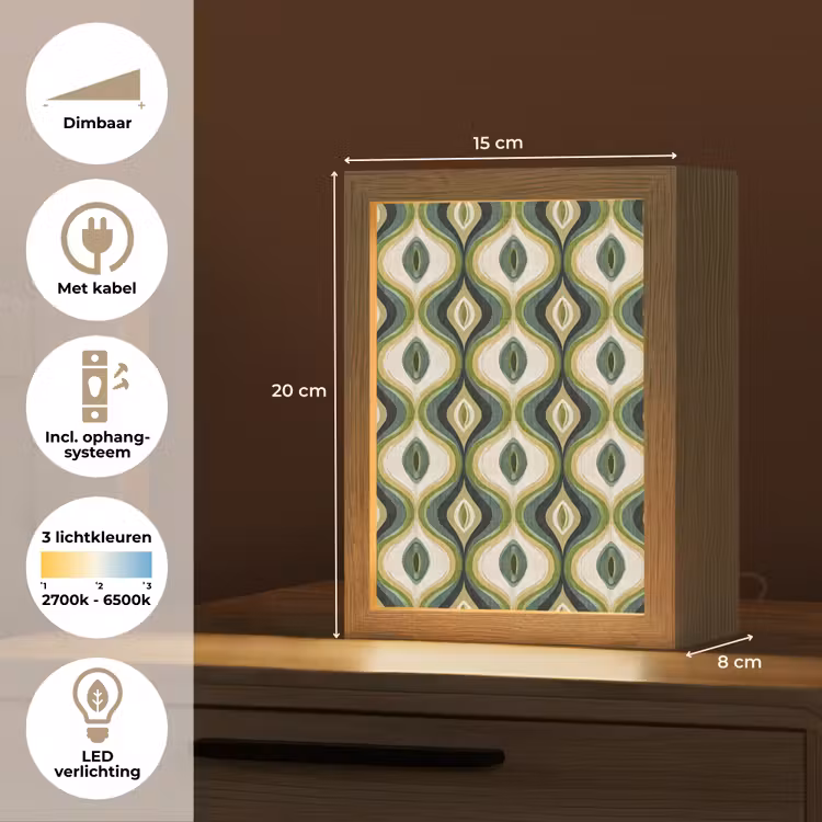 Abstract - Ritmisch - Groen Light Box met kabel (Tafellamp) klein 925 -USP_NL