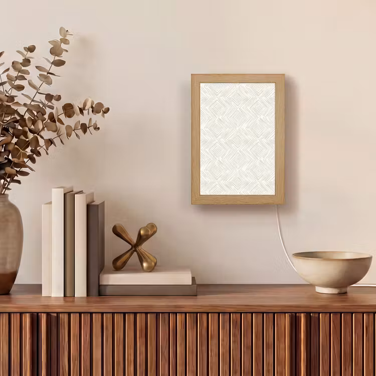 Abstract - Ruiten - Beige Light Box met kabel (Tafellamp) klein 925 -sfeer2
