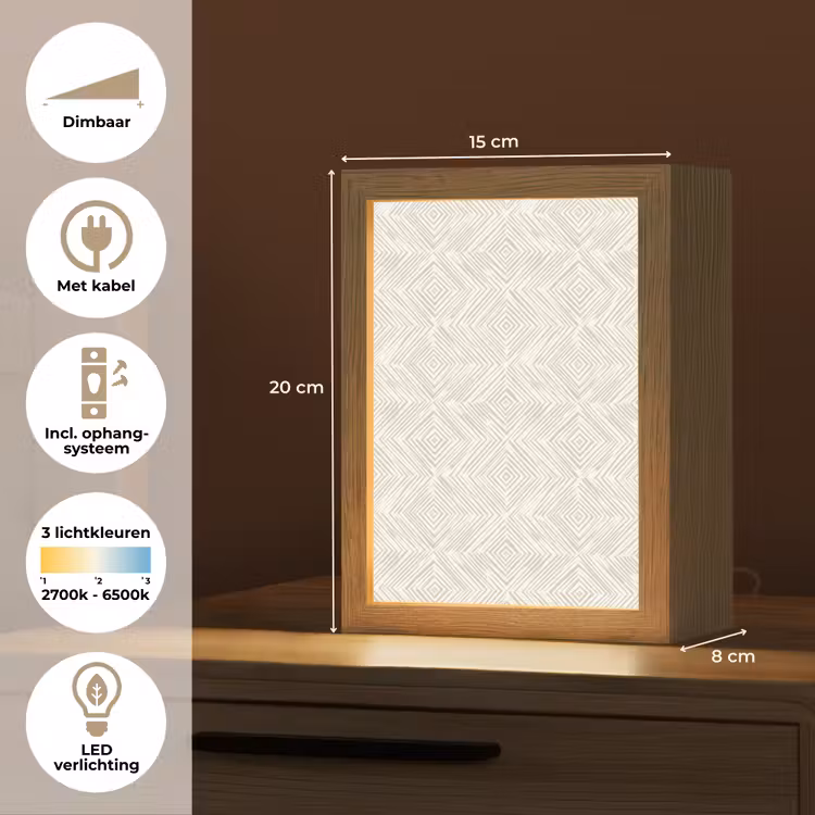 Abstract - Ruiten - Beige Light Box met kabel (Tafellamp) klein 925 -USP_NL