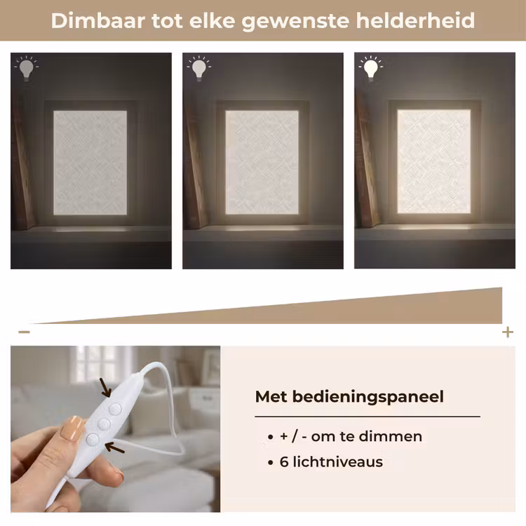 Abstract - Ruiten - Beige Light Box met kabel (Tafellamp) klein 925 -USP_dimbaarNL