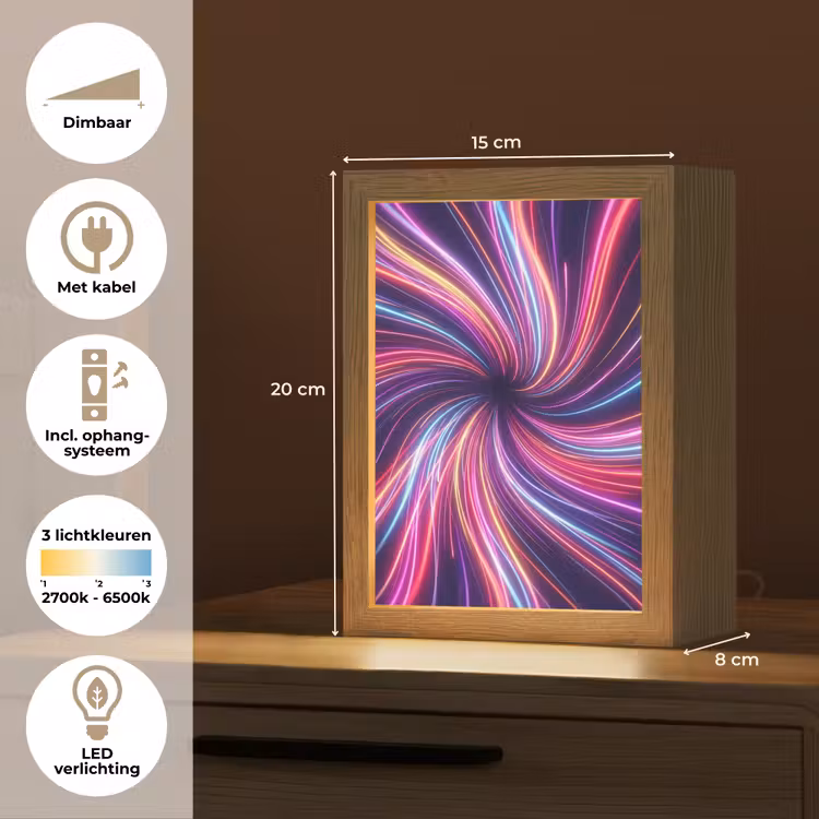Abstract - Swirl - Futuristic - Neon Light Box met kabel (Tafellamp) klein -USP_NL