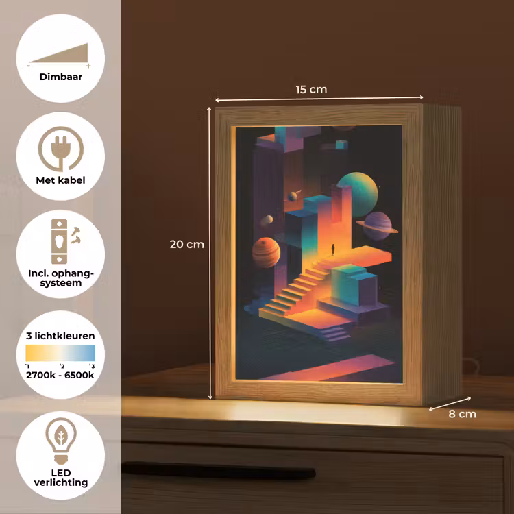 Abstract - Trappen - Mens - Planeten Light Box met kabel (Tafellamp) klein -USP_NL