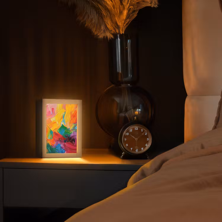 Abstract - Verflook - Modern - Kleurrijk Light Box met kabel (Tafellamp) klein -sfeer1