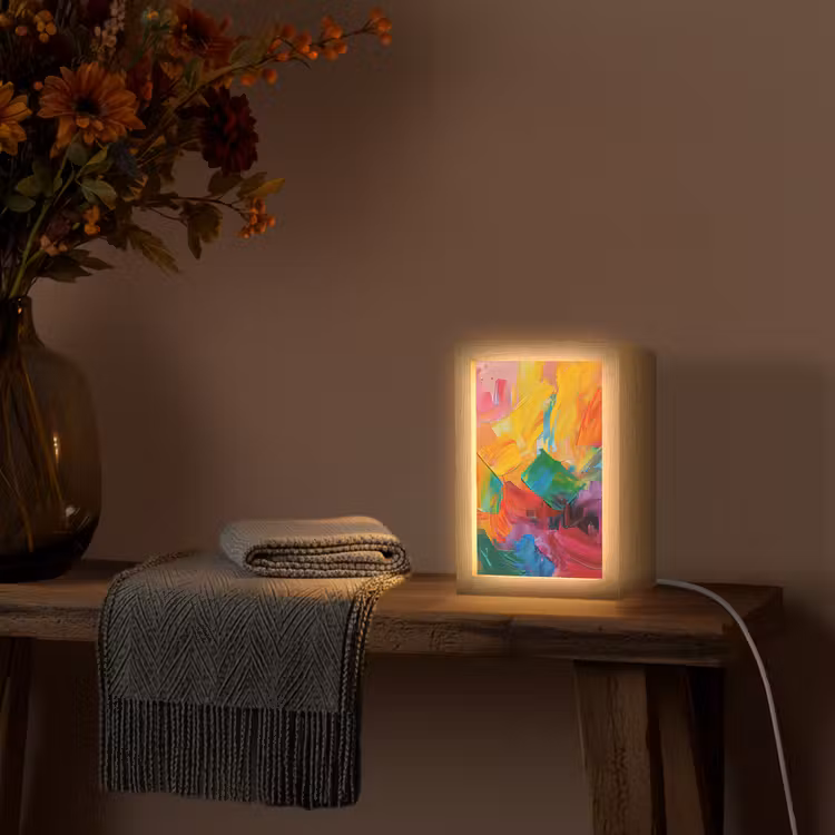 Abstract - Verflook - Modern - Kleurrijk Light Box met kabel (Tafellamp) klein -sfeer4