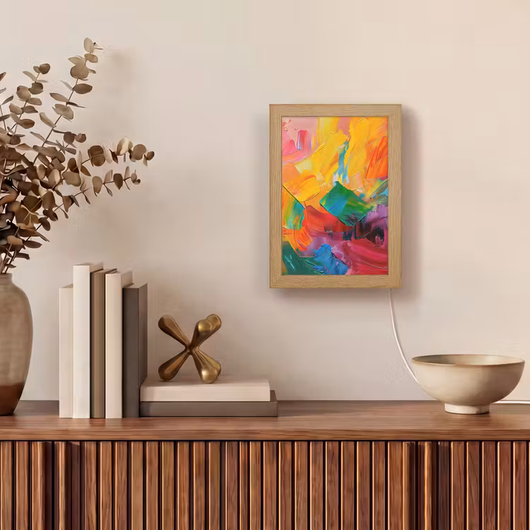 Abstract - Verflook - Modern - Kleurrijk Light Box met kabel (Tafellamp) klein -sfeer2