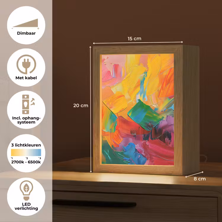 Abstract - Verflook - Modern - Kleurrijk Light Box met kabel (Tafellamp) klein -USP_NL