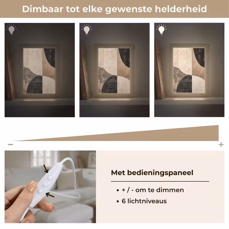 Abstract - Vlakken - Zwart - Rond Light Box met kabel (Tafellamp) klein -USP_dimbaarNL