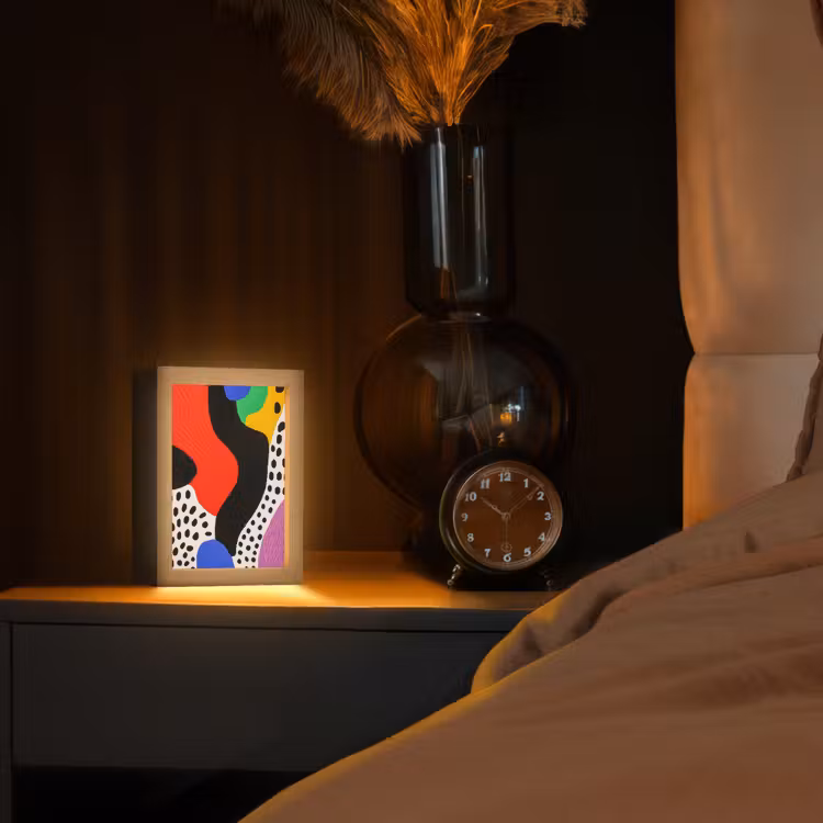 Abstract - Vormen - Kleuren - Stippen Light Box met kabel (Tafellamp) klein -sfeer1