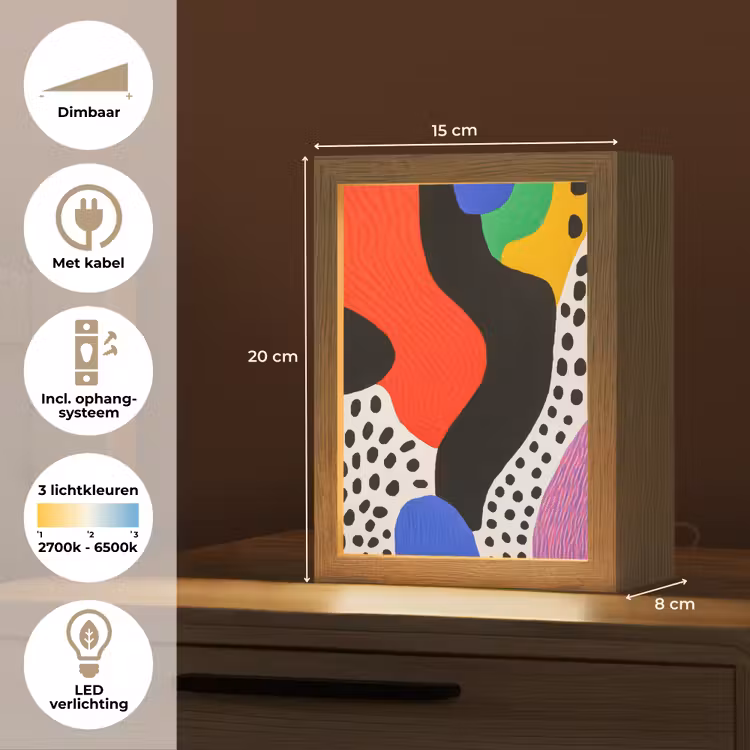 Abstract - Vormen - Kleuren - Stippen Light Box met kabel (Tafellamp) klein -USP_NL