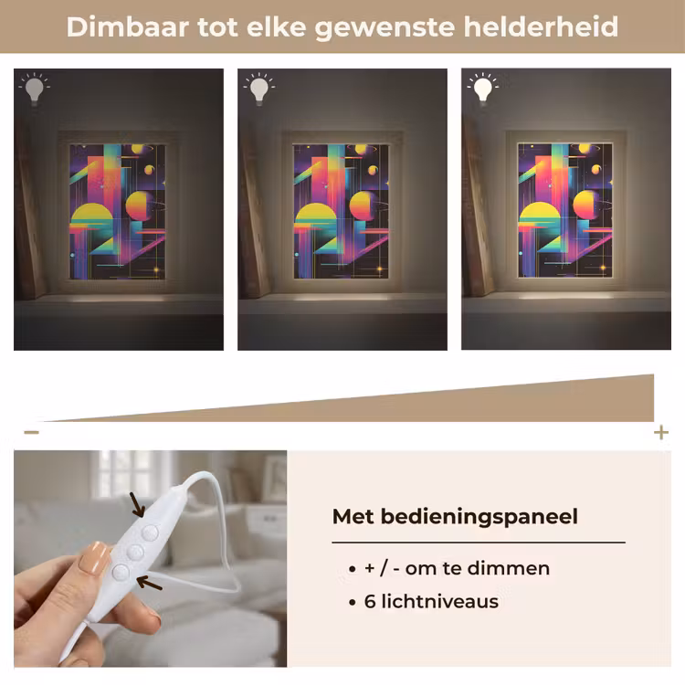 Abstract - Vormen - Kleurrijk - Lijnen Light Box met kabel (Tafellamp) klein -USP_dimbaarNL