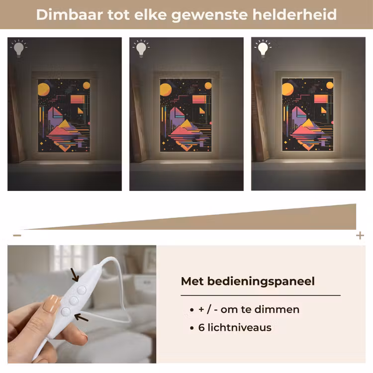 Abstract - Vormen - Lijnen - Kleurrijk Light Box met kabel (Tafellamp) klein -USP_dimbaarNL