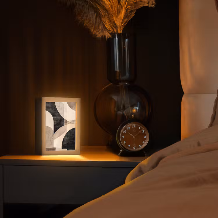 Abstract - Vormen - Modern - Beige Light Box met kabel (Tafellamp) klein -sfeer1