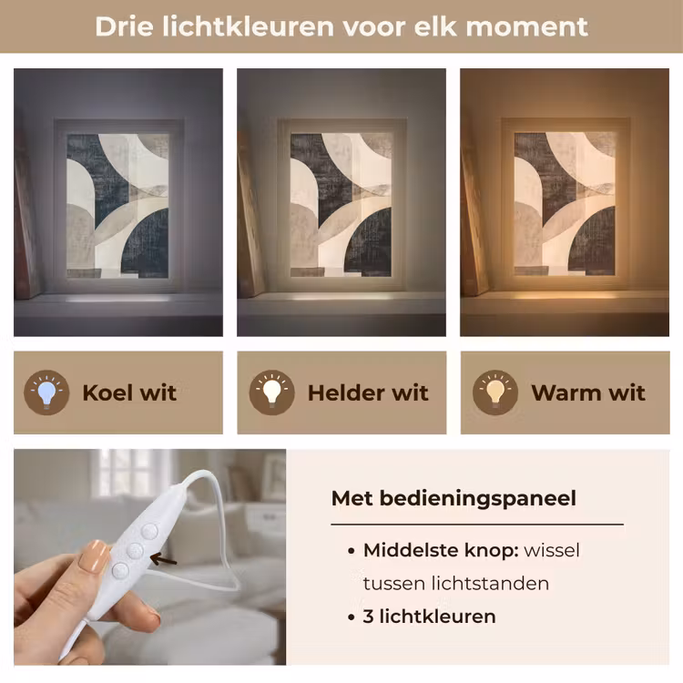 Abstract - Vormen - Modern - Beige Light Box met kabel (Tafellamp) klein -USP_lichtkleurNL