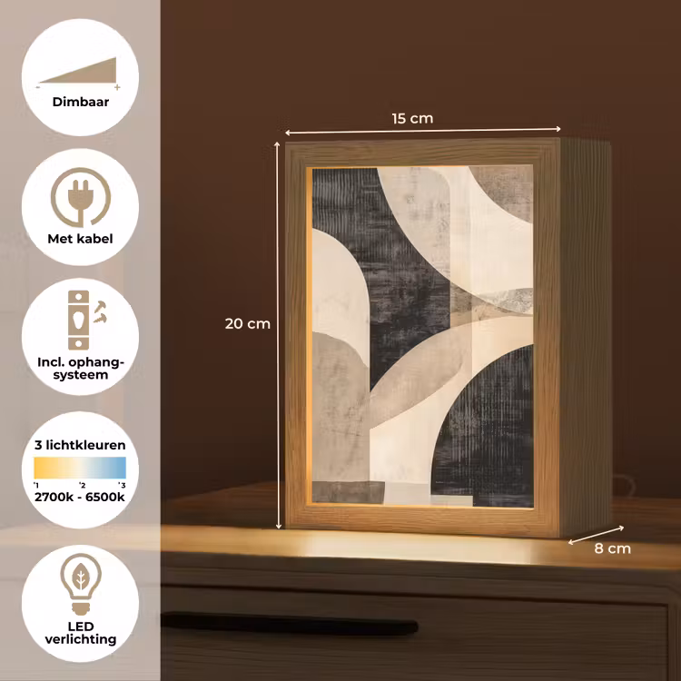 Abstract - Vormen - Modern - Beige Light Box met kabel (Tafellamp) klein -USP_NL