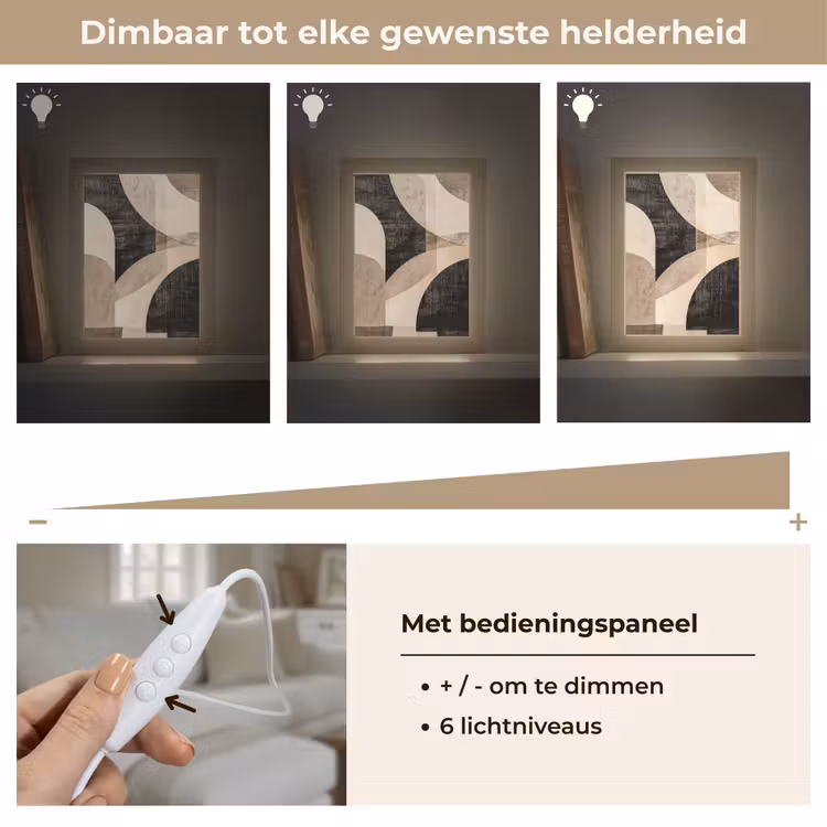 Abstract - Vormen - Modern - Beige Light Box met kabel (Tafellamp) klein -USP_dimbaarNL