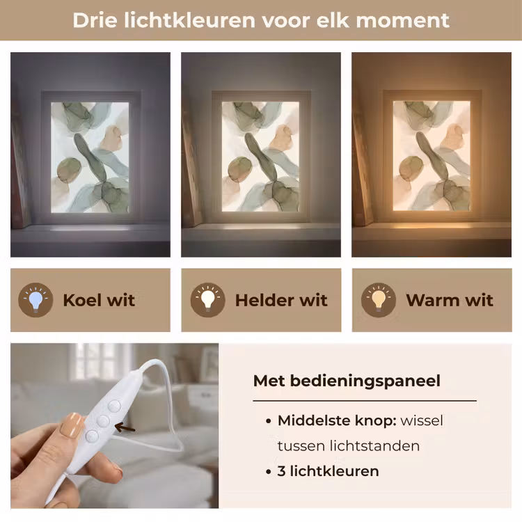 Abstract - Vormen - Modern - Kunst - Groen - Bruin Light Box met kabel (Tafellamp) klein -USP_lichtkleurNL