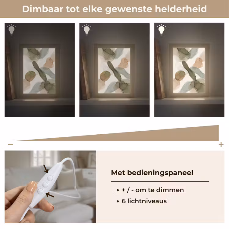 Abstract - Vormen - Modern - Kunst - Groen - Bruin Light Box met kabel (Tafellamp) klein -USP_dimbaarNL