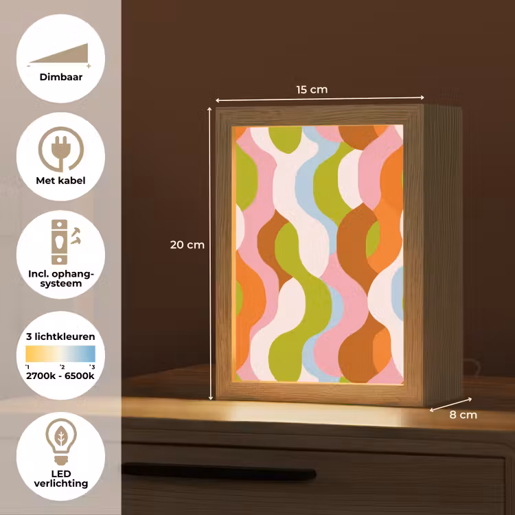 Abstract - Vormen - Roze Light Box met kabel (Tafellamp) klein -USP_NL