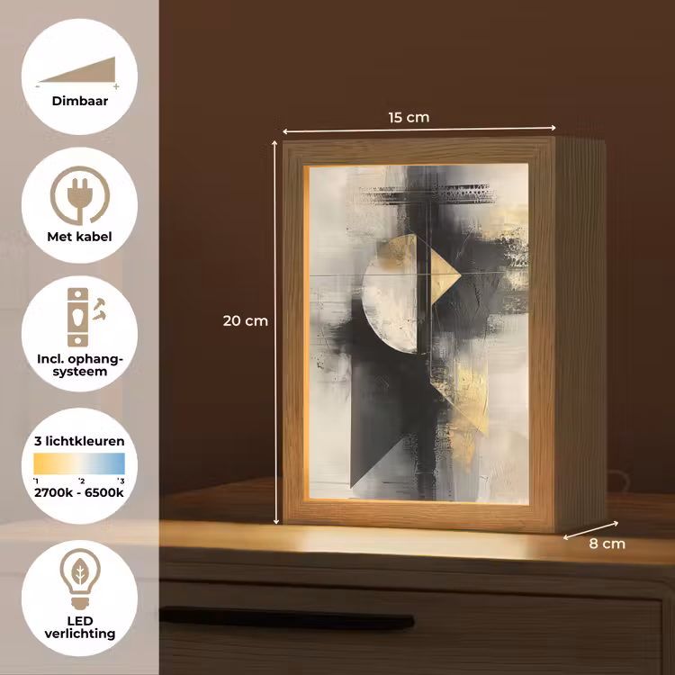 Abstract - Zwart - Verf - Modern Light Box met kabel (Tafellamp) klein -USP_NL