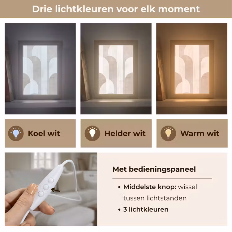 Abstracte bogen - Modern - Beige Light Box met kabel (Tafellamp) klein -USP_lichtkleurNL