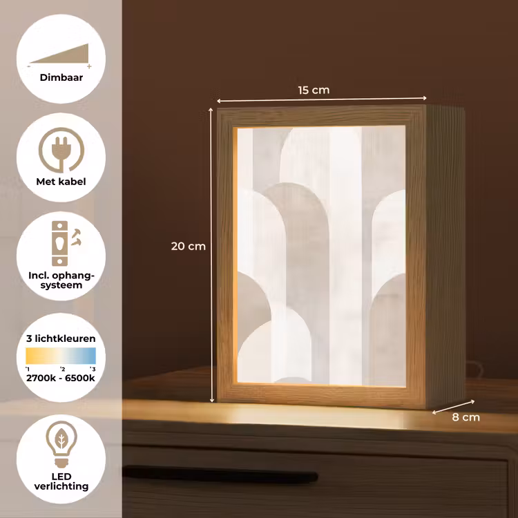 Abstracte bogen - Modern - Beige Light Box met kabel (Tafellamp) klein -USP_NL
