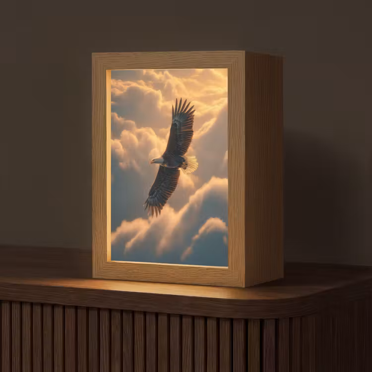 Adelaar - Wolken - Zon Light Box met kabel (Tafellamp) klein -z3d_website