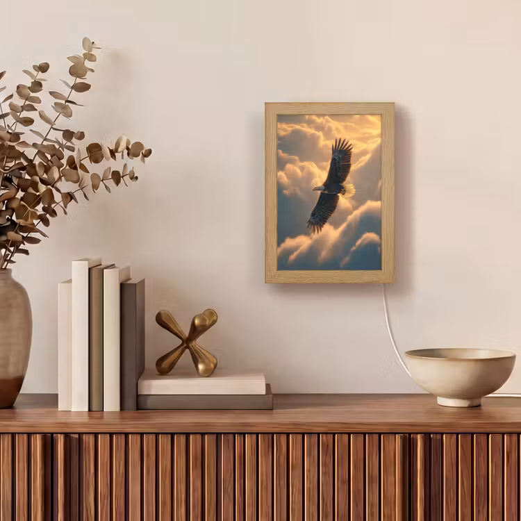 Adelaar - Wolken - Zon Light Box met kabel (Tafellamp) klein -sfeer2