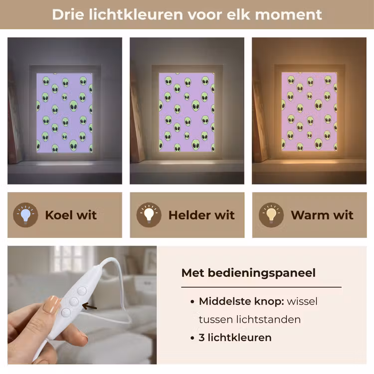 Alien - Retro - Lila Light Box met kabel (Tafellamp) klein 925 -USP_lichtkleurNL