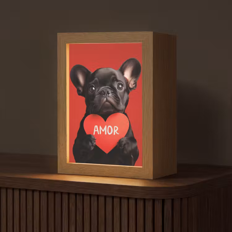 Amor - Hond - Hartje - Rood Light Box met kabel (Tafellamp) klein -z3d_website
